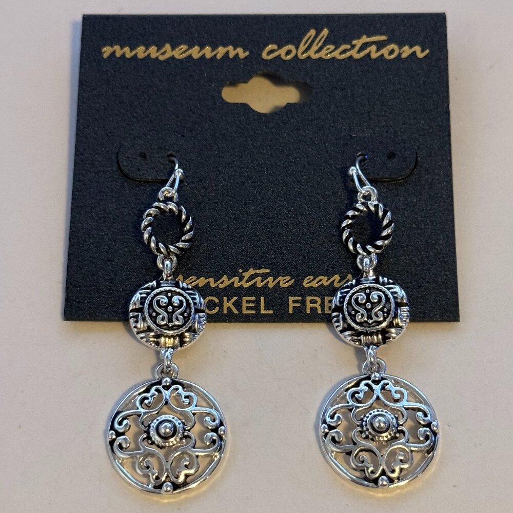 MUSEUM COLLECTION Sensitive Nickle Free Circular Scroll Dangle Pierced Earrings